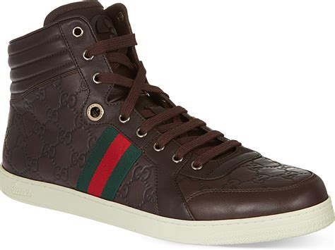 gucci high tops brown